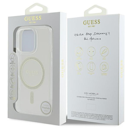 GUESS CASE HARDCASE DO IPHONE 16 PRO MAX 6.9 DO MAGSAFE IML PRZEŹROCZYSTE