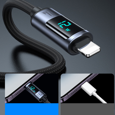 Kabel Lightning - USB A 2.4A 1.2m z wyświetlaczem LED Joyroom S-AL012A16 - czarny