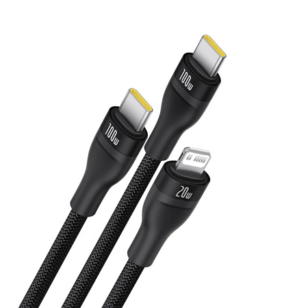 BASEUS KABEL 3W1 USB-C DO LIGHTNING 1,5M DO IPHONE 12 13 14 100W Z 3 KABLAM