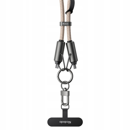 MCDODO SMYCZ DO TELEFONU NA SZYJE WKŁADKA CROSSBODY BEŻOWA KABEL USB-C 60W
