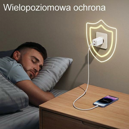 USAMS ADAPTER SIECIOWY 2XUSB-C 65W DO MAGSAFE PD3.0 QC3.0 SZYBKIE ŁADOWANIE