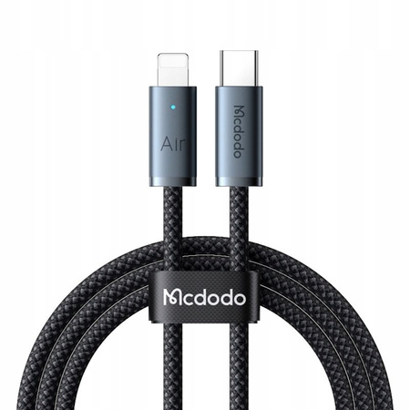MCDODO KABEL USB-C LIGHTNING SZYBKIE ŁADOWANIE USB TYP C 36W 1M LED CZARNY