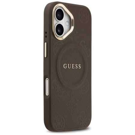 Etui Guess Peony Hot Stamp MagSafe do    iPhone 17 brązowy