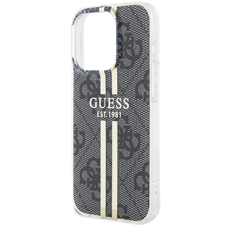 Etui Guess IML 4G Gold Stripe na iPhone 15 Pro - czarne