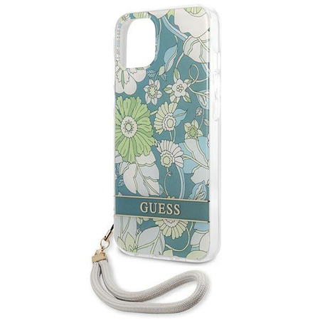 Guess GUHCP13SHFLSN iPhone 13 mini 5,4" zielony/green hardcase Flower Strap