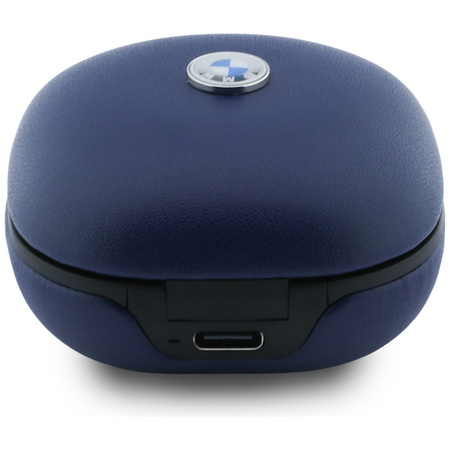 Słuchawki Bluetooth TWS BMW Leather      Metal Logo ENC granatowy