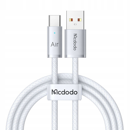 MCDODO KABEL USB-A USB-C SZYBKIE ŁADOWANIE USB TYP C 6A 100W 2M LED BIAŁY