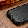 iCarer Leather Oil Wax etui pokryte naturalną skórą do iPhone 14 Plus (kompatybilne z MagSafe) czarny (WMI14220719-BK)