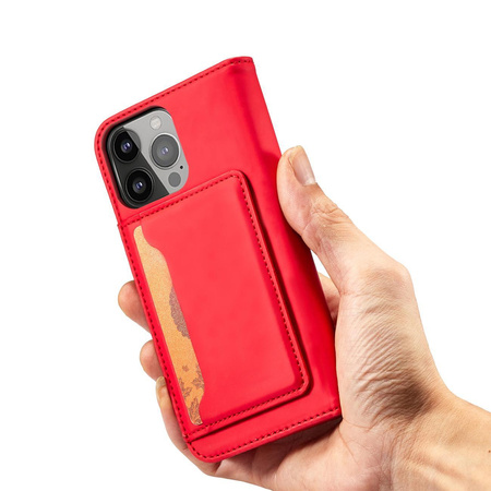 Magnet Card Case etui do iPhone 13 pokrowiec portfel na karty kartę podstawka czerwony