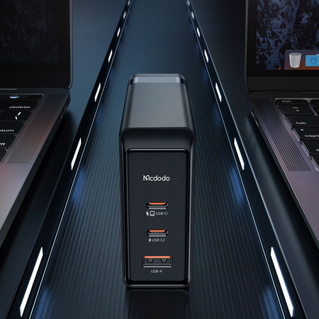 MCDODO SZYBKA ŁADOWARKA SIECIOWA DO MACBOOK GAN 3X USB-C USB 140W + KABEL