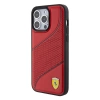 Etui Ferrari Perforated Waves Metal Logo na iPhone 15 Pro - czerwone