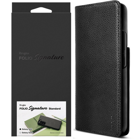 Ringke Folio Signature skórzane etui z klapką do Samsung Galaxy S22+ (S22 Plus) czarny (FSS118R262)