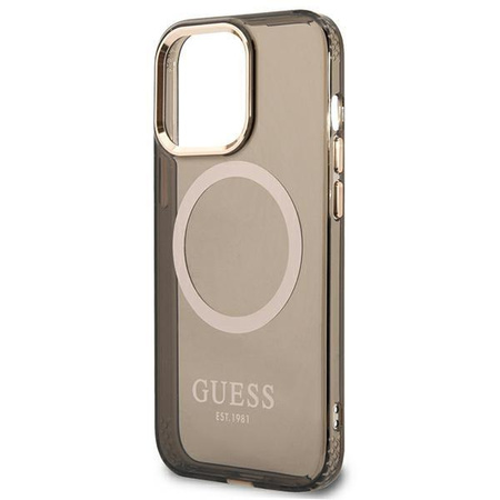 Guess GUHMP13XHTCMK iPhone 13 Pro Max 6,7" czarny/black hard case Gold Outline Translucent MagSafe