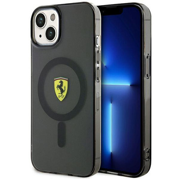 Etui Ferrari FEHMP14MURKK na iPhone 14 Plus - czarne Translucent Magsafe