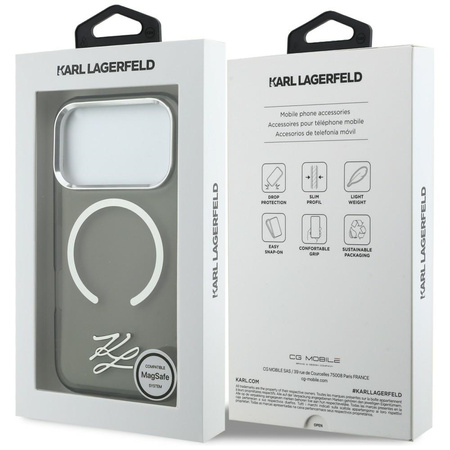 Etui Karl Lagerfeld IML KL Script Logo MagSafe do iPhone 17 Pro Max czarny