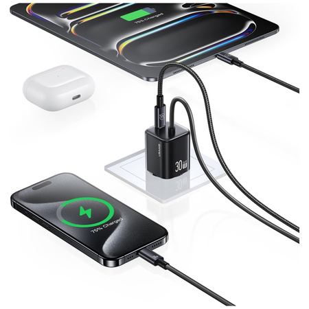 USAMS ŁADOWARKA 30W MINI DO TELEFONÓW 2xUSB-C DO IPHONE 12 13 14 15 PRO MAX
