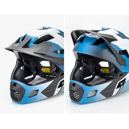 Kask rowerowy Rockbros TS-61 10110061002 dziecięcy z odpinaną szczęką rozmiar M (54-57) - niebieski