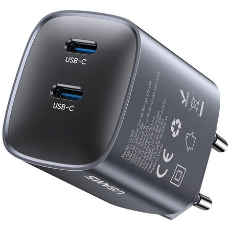 USAMS ŁADOWARKA SIECIOWA 45W GaN 2XUSB-C DO TELEFONÓW IPHONE XIAO