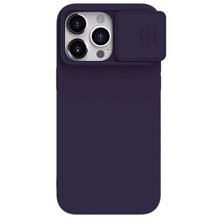 Silikonowe etui Nillkin CamShield Silky Silicone Case do iPhone 15 Pro Max z osłoną na aparat - ciemnofioletowe