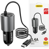 Dudao ładowarka samochodowa USB z wbudowanym kablem USB Typ C 3,4 A czarny (R5Pro T)