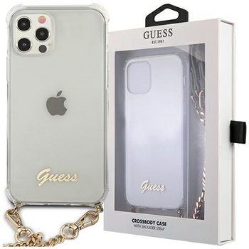 Guess GUHCP12MKC4GSGO iPhone 12/12 Pro 6,1" Transparent hardcase 4G Gold Chain