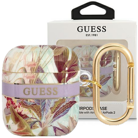 Guess GUA2HHFLU AirPods cover fioletowy/purple Flower Strap Collection