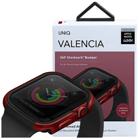 UNIQ etui Valencia Apple Watch Series 4/5/6/SE 44mm. czerwony/crimson red