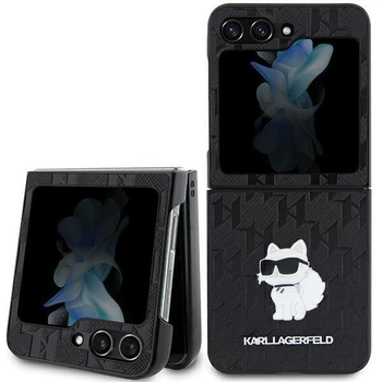 Etui Karl Lagerfeld Saffiano Monogram Choupette Pin na Samsung Galaxy Z Flip 5 - czarne