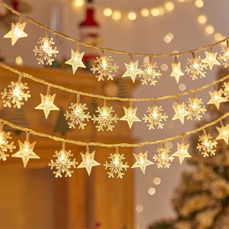 BELINE LAMPKI CHOINKOWE LED SNOWFLAKE STAR 10M 80 LAMPEK CIEPŁE BIAŁE