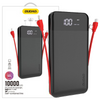 Dudao 2x USB powerbank 10000mAh 2A wbudowany kabel 3w1 Lightning / USB Typ C / micro USB 3A czarny (K1A black)