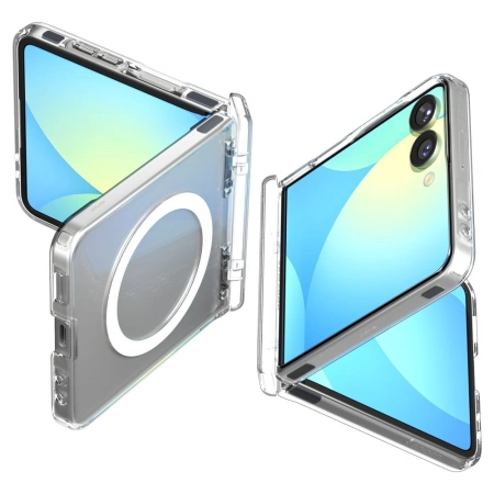 Etui Spigen Ultra Hybrid Pro Mag MagSafe na Samsung Galaxy Z Flip 7 - przezroczysto-białe