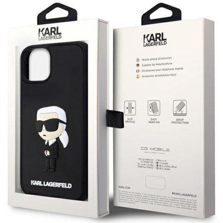 Etui Karl Lagerfeld KLHCP14S3DRKINK na iPhone 14 - czarne Rubber Ikonik 3D