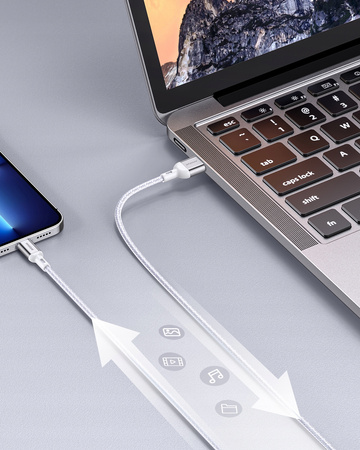 INNOSTYLE POWERFLEX KABEL USB LIGHTNING MFI SZYBKIEGO ŁADOWANIA DO IPHONE KEVLAR 2M SREBRNY