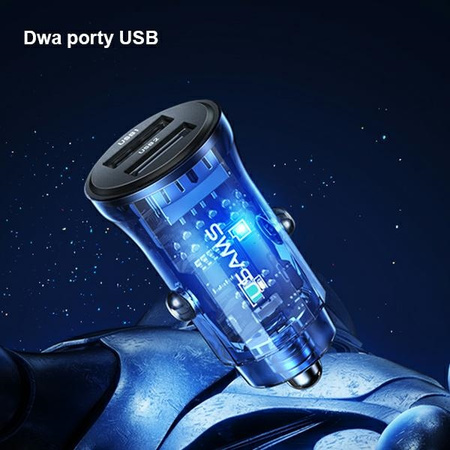USAMS ŁADOWARKA 2XUSB-A 3A DO IPHONE 12 13 14 SAMOCHODOWA SZYBKIE ŁADOWANIE