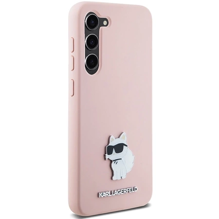 Etui Karl Lagerfeld Silicone Choupette Metal Pin na Samsung Galaxy S23+ - różowe