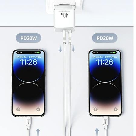 USAMS ŁADOWARKA 2XUSB-C T54 GAN 40W DO TELEFONÓW APPLE IPHONE ANDROID