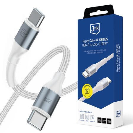 Accessories - 3mk Hyper Cable N-SERIES C to C 1m PD 3.0 QC 3.0 20V/5A 100W White