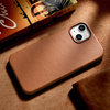 iCarer Case Leather pokrowiec etui z naturalnej skóry do iPhone 14 Plus brązowy (kompatybilne z MagSafe)