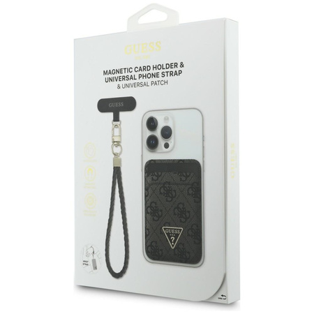 Zestaw portfel + hand strap Guess        triangle MagSafe czarny