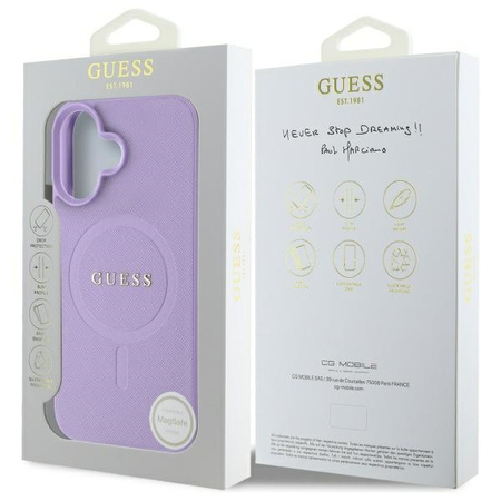 GUESS ETUI HARD CASE DO IPHONE 16 6.1 SAFFIANO Z TECHNOLOGIĄ DO MAGSAFE