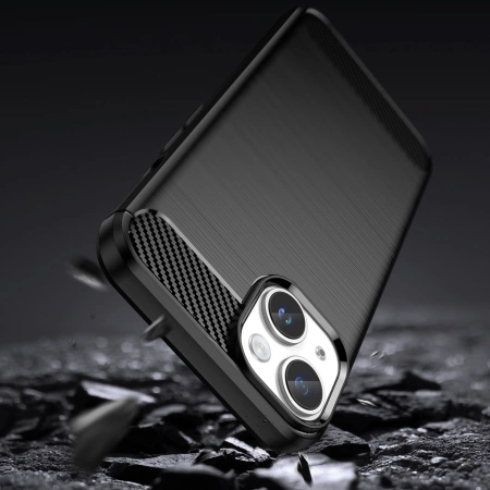 HURTEL CARBON CASE ELASTYCZNY POKROWIEC DO IPHONE 14 PLUS ŻELOWY NA TYŁ