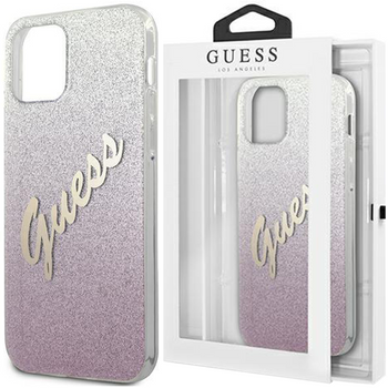 Guess GUHCP12MPCUGLSPI iPhone 12/12 Pro 6,1" różowy/pink hardcase Glitter Gradient Script