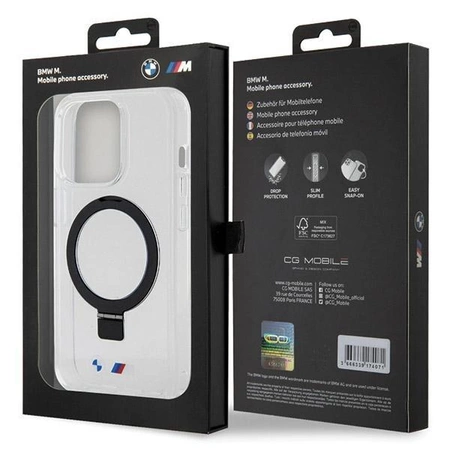 Etui BMW Ring Stand M Collection MagSafe na iPhone 15 Pro Max - przezroczyste