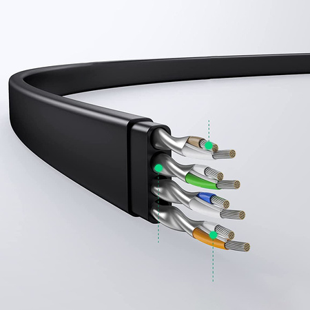 Ugreen płaski kabel sieciowy LAN Ethernet Cat. 6 0,5m czarny (NW102)