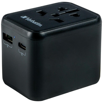 VERBATIM ADAPTER PODRÓŻNY 2xUSB-A USB-C PD 20W DO SPRZĘTU ELEKTRONICZNEGO