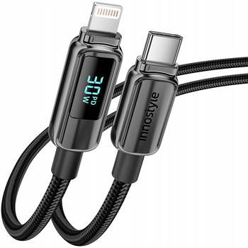 INNOSTYLE KABEL Z WYŚWIETLACZEM USB-C LIGHTNING DO IPHONE 12 13 14 30W 1M