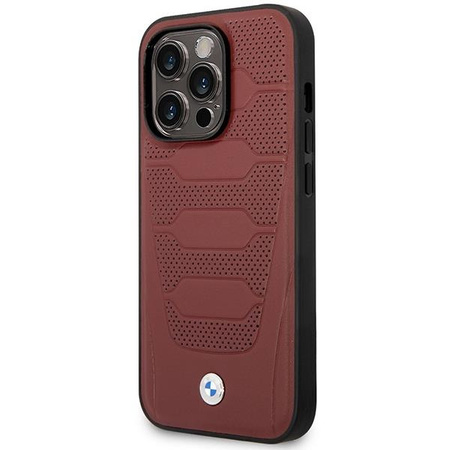 Etui BMW BMHMP14X22RPSR na iPhone 14 Pro Max burgundowy/burgundy Leather Seats Pattern MagSafe