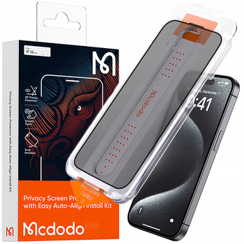 MCDODO EZ PASTE SZKŁO HARTOWANE PRYWATYZUJĄCE SZYBKA DO IPHONE 16 PRO