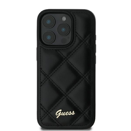 GUESS ETUI HARDCASE CASE POKROWIEC DO IPHONE 16 PRO DO APPLE QUILTED CZARNY