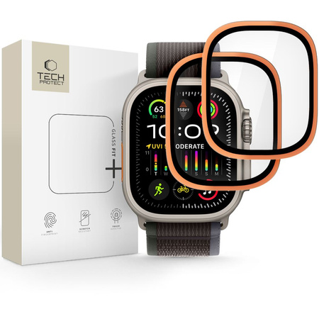 SZKŁO HARTOWANE TECH-PROTECT GLASS RING 2-PACK APPLE WATCH ULTRA 1 / 2 / 3 (49 MM) COSMIC ORANGE